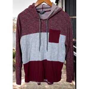Hollywood The Jean People Hoodie Colorblock Shirt Mens Size XL Maroon Hooded